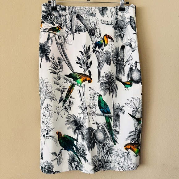 Catherine Malandrino Bird Tropical Print Pencil Skirt Size 6 - Picture 1 of 7